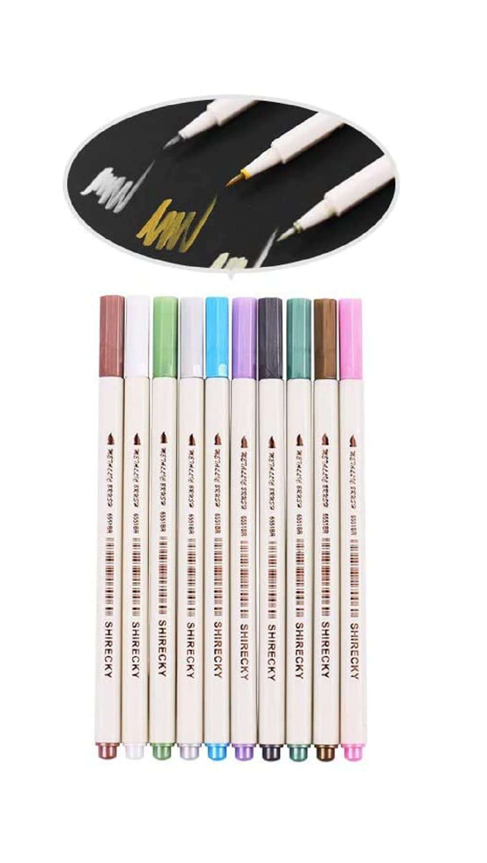 THE ART BOX Metallic Gel Pen Set Coloured Ink Water Chalk Fine Tip Watercolour Marker Pens for Scrapbooking DIY Album Painting School Office 3