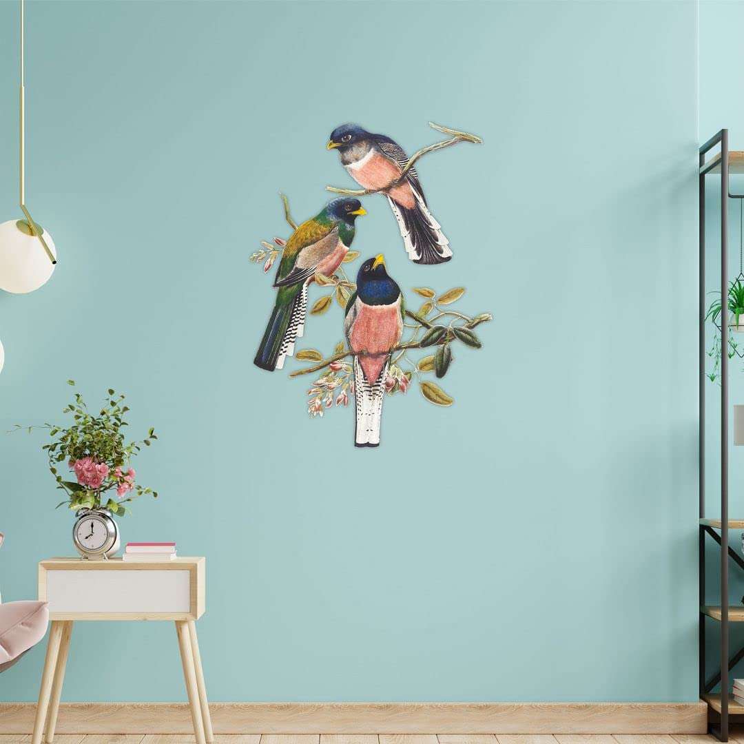 CVANU Three Birds Sit on Branch PVC Vinyl Wall Sticker for Wall Decoration Size(60cm x 45cm)_cv16 6