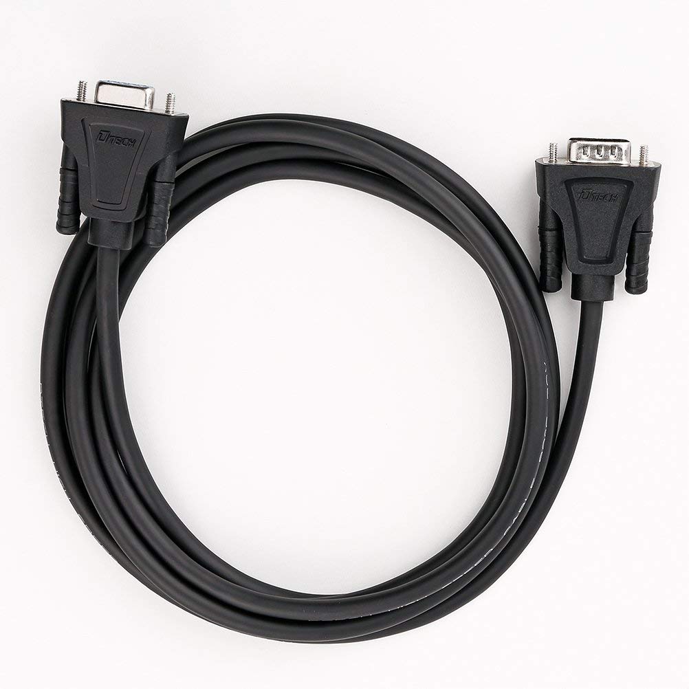 DTech DB9 RS232 9 Pin Serial Cable Male to Female Port Extension Null Modem Cord Cross TX/RX Line for Data Communication (15ft, Black, 5M) 1