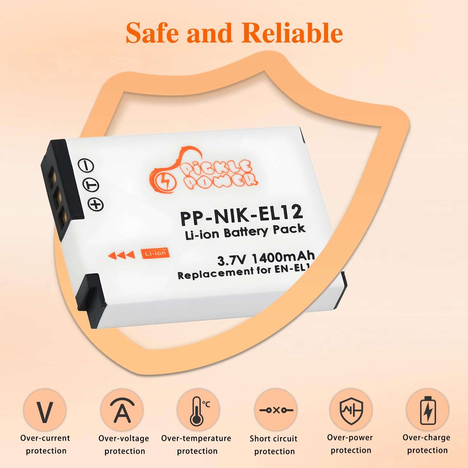 Pickle Power EN-EL12 Battery and LED Display Charger for Nikon S9900 S9700 S9500 S9300 S8200 S8100 S6300 S6200 S6100 S6000 AW130 AW120 AW100 B600 A1000 and More 6