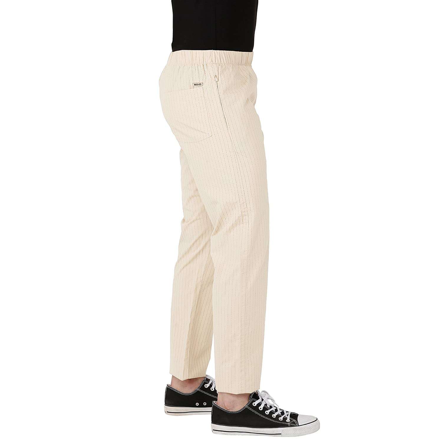 BEEVEE Mens Sand Stripe Printed Elasticated Track Pant with Drawstring.(Sand_L) 3