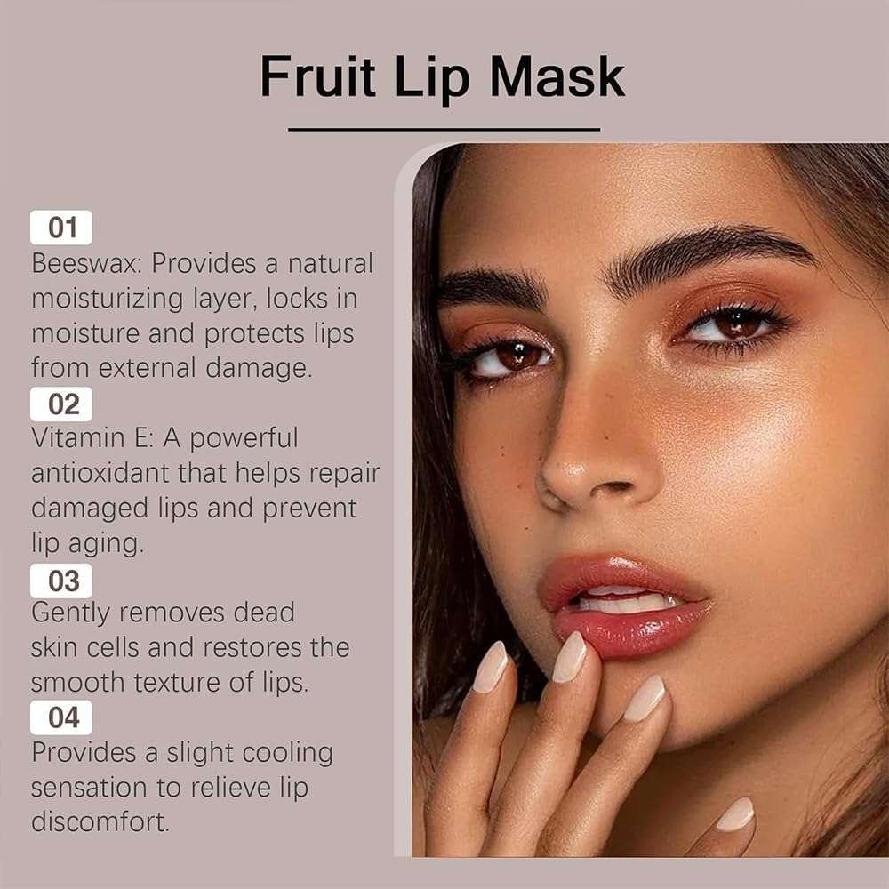 Bee Lip Balm Honey Pot, Fruit Moisturizing Propolis Lip Mask, Lip Mask Overnight Propolis Moisturizing Lip Balm Hydrating Prevention Dry and Crack Lip Scrubs Exfoliator Lip Care Products (2PCS C) 4