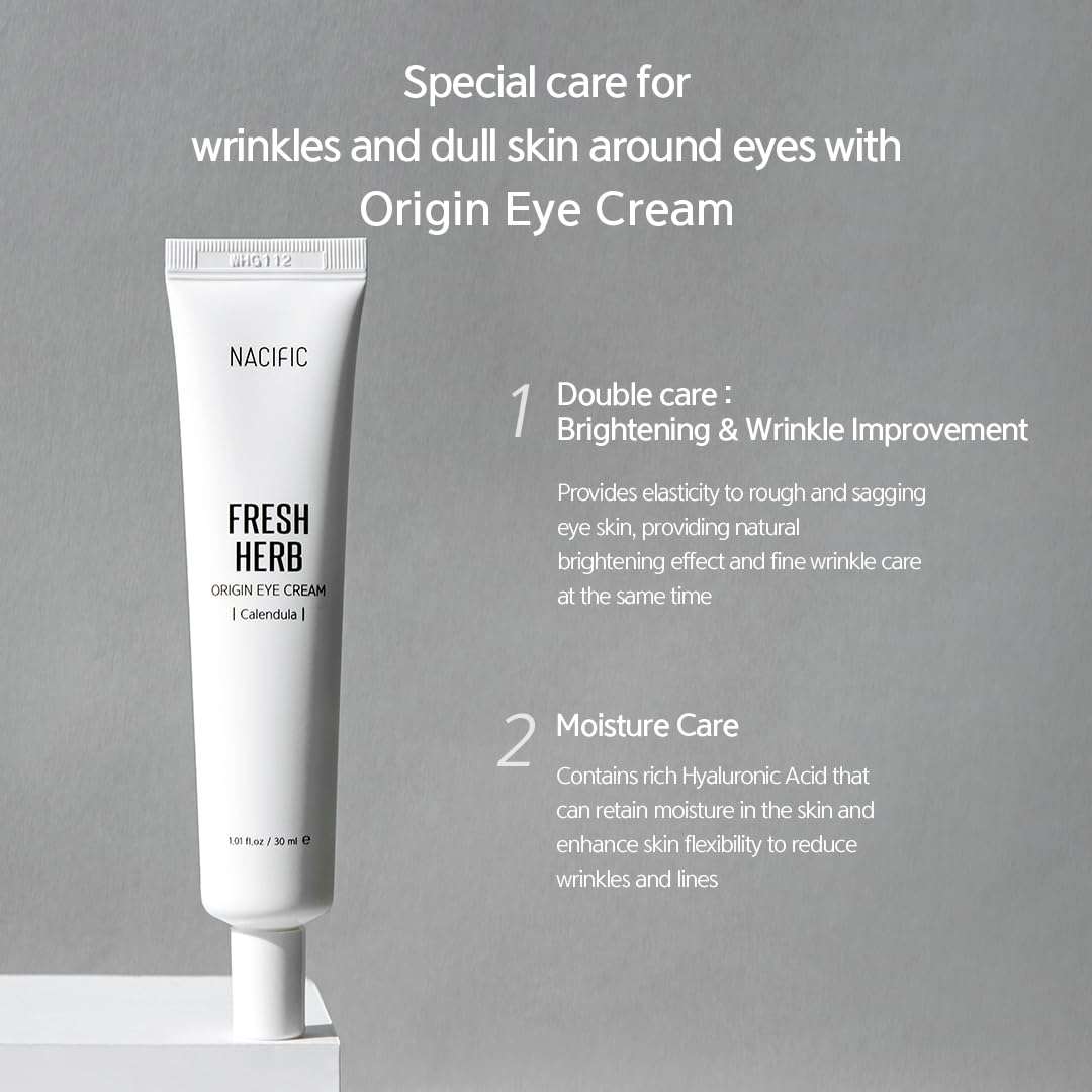 NACIFIC Fresh Herb Origin Eye Cream 1.01fl.oz 30ml for Wrinkles, Dark Circles & Puffiness – Hypoallergenic Korean Skincare with Niacinamide – Moisturizing & Brightening Eye, Mouth & Neck Cream 3