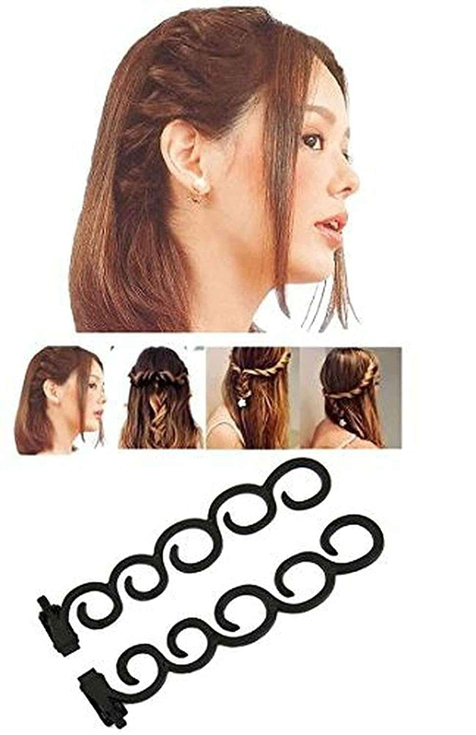 SWSHIV Hairpin and Braiding Tool Set, DIY Twist Braid Roller, Flexible Hair Accessories, Stylish Lightweight Hair Clip, Perfect for Women Girls Hair Styling, 2 PCS 5