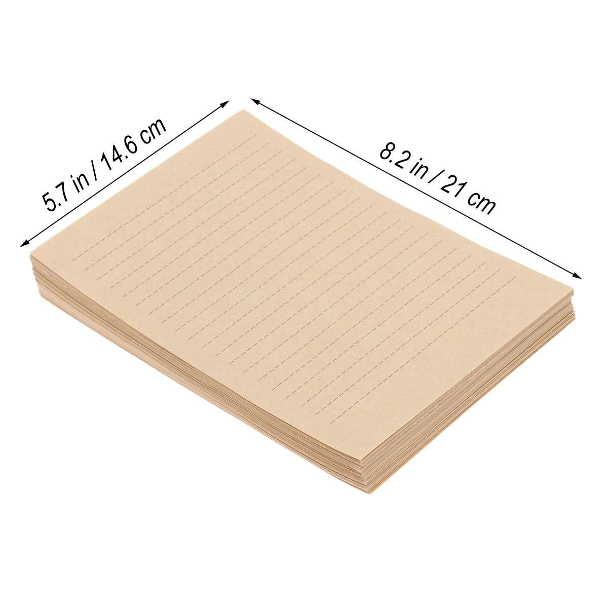 NUOLUX 100Pcs Vintage Kraft A5 Lined Letter Paper Retro Writing Paper for Home Office Stationary1 6