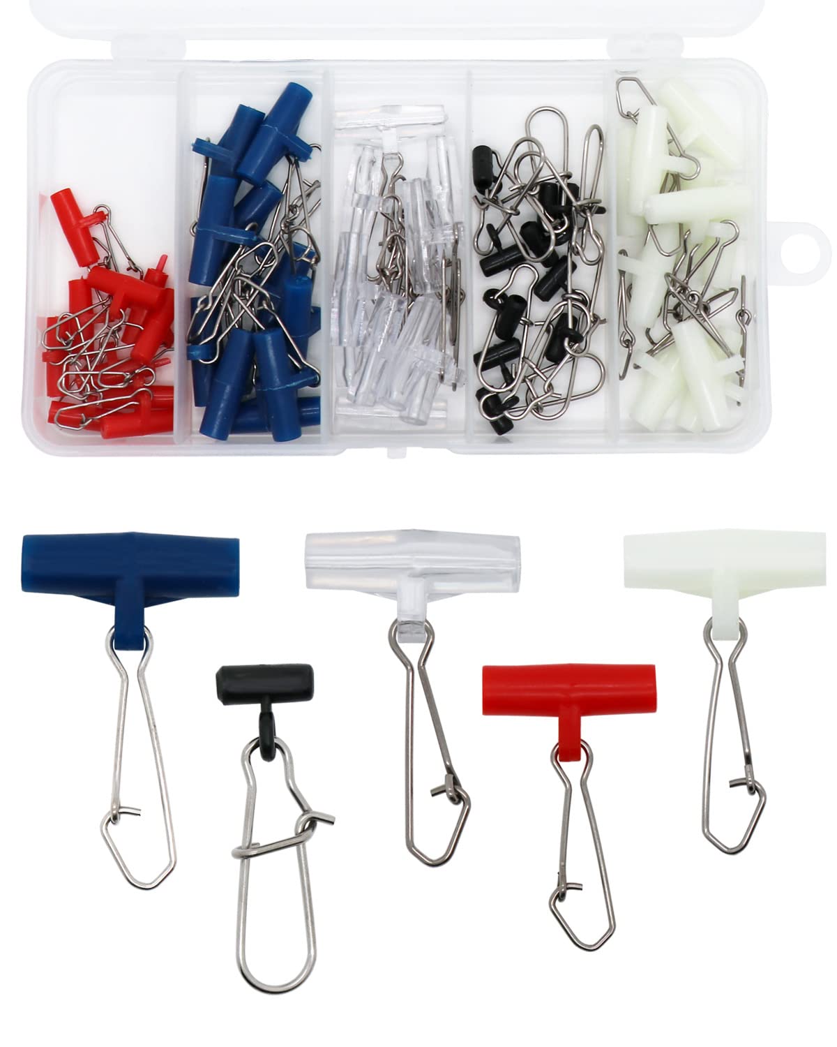SUPERTHEO Fishing Line Sinker Slides with Duo Lock Snap Clips Fishing Line Connector Swivels Tackle 1