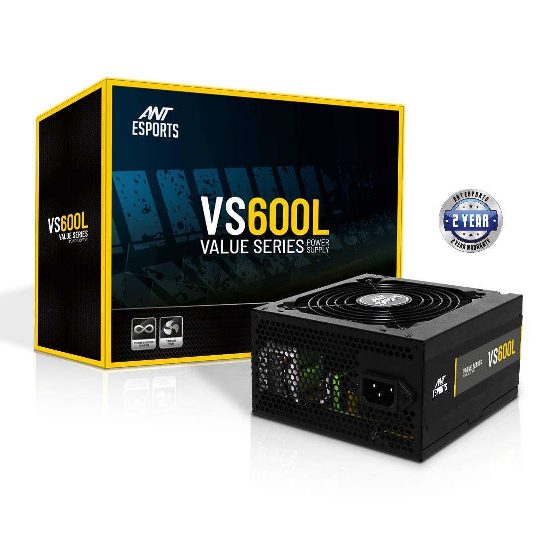 Ant Esports VS600L Non-Modular High Efficiency Gaming Power Supply/PSU with 1 x PCIe and 120mm Silen 3