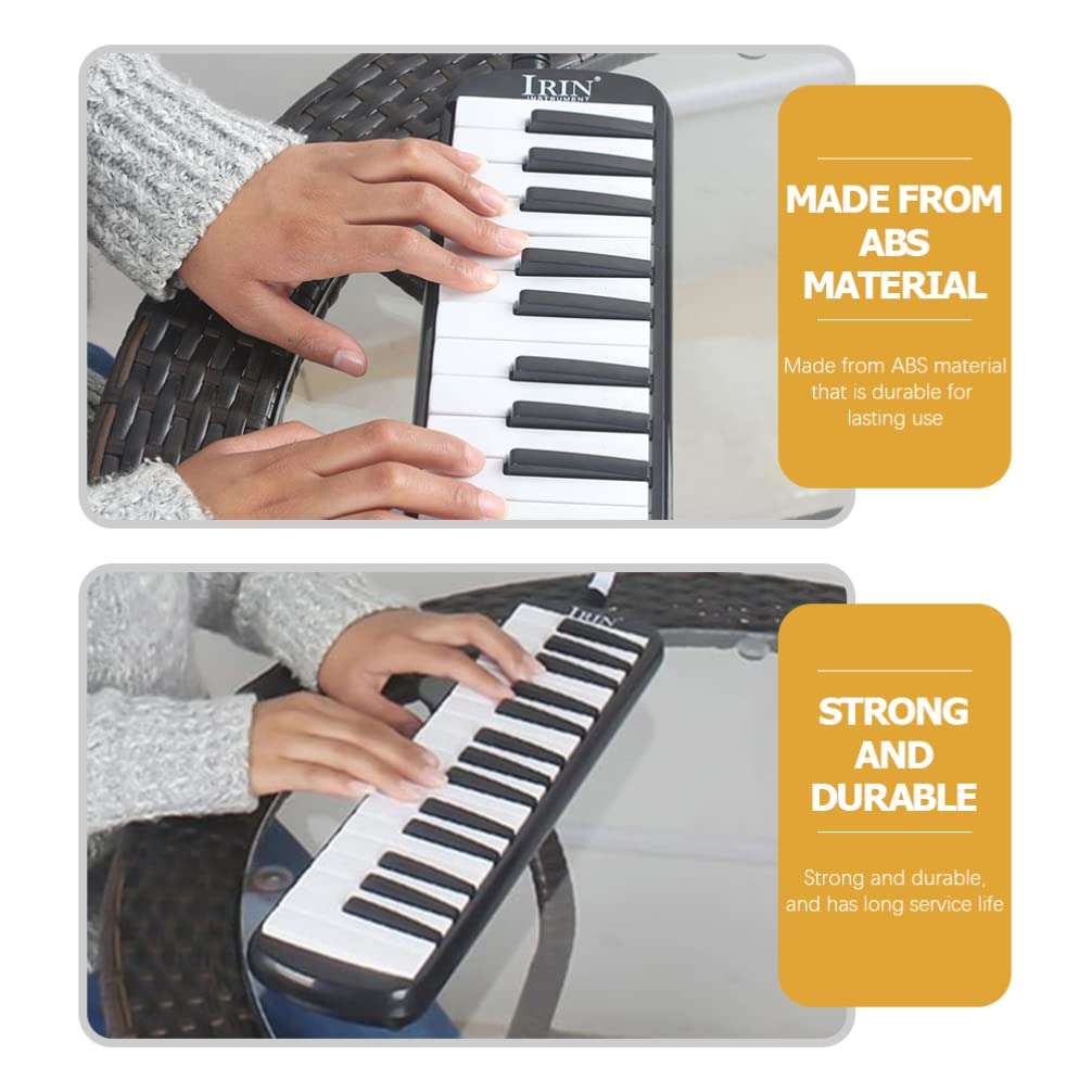 SUPVOX 32 Key Melodica Instrument Air Piano Keyboard Soprano Melodica with Mouthpieces Tube for Kids Beginners Adults Easter Gift Black 6