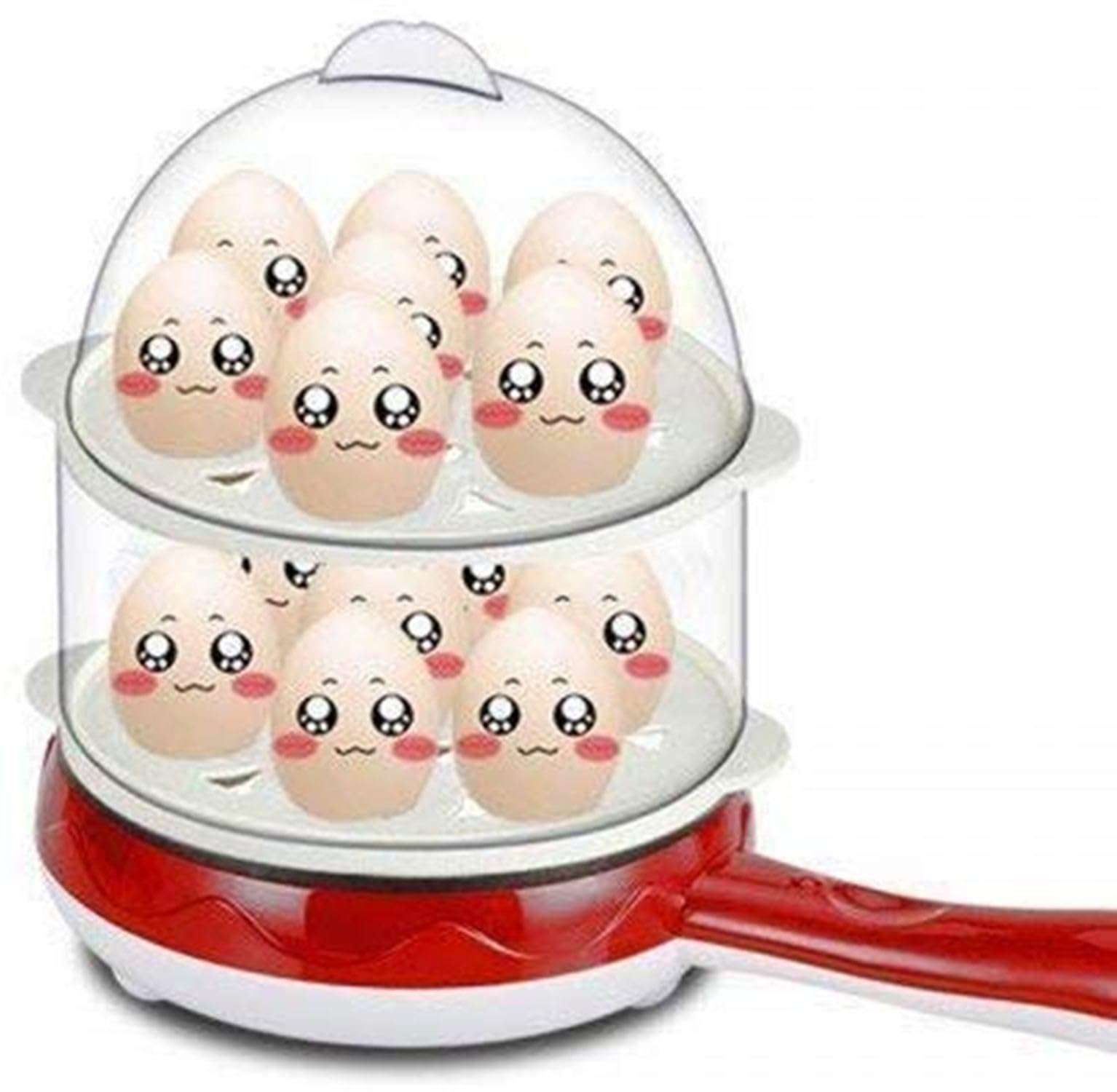 HIRAL ENTERPRISE Multifunctional 2 in 1 Double Layer Handle Egg Boiler Electric Automatic Off 14 Egg, Cooking, Boiling and Frying, Multicolor (Multicolor_S_J_01122042) 5