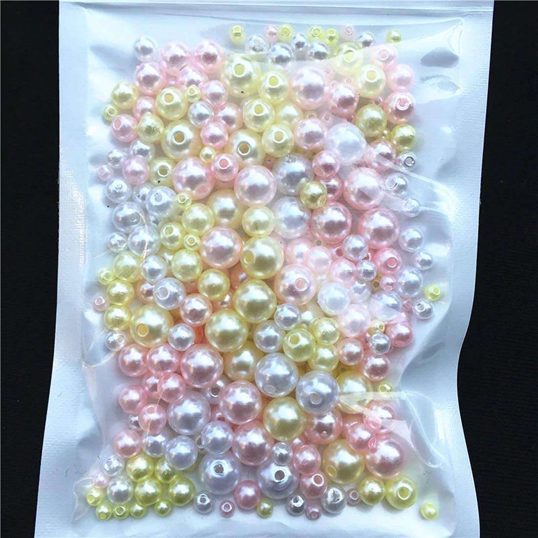 Diy Crafts 16109 Size 3/4/5/6/8mm Beads With Hole Colorful Pearls Round Acrylic Imitation Pearl Diy for Jewelry Making Nail, Pack of 450 150x3 (Pink) 5