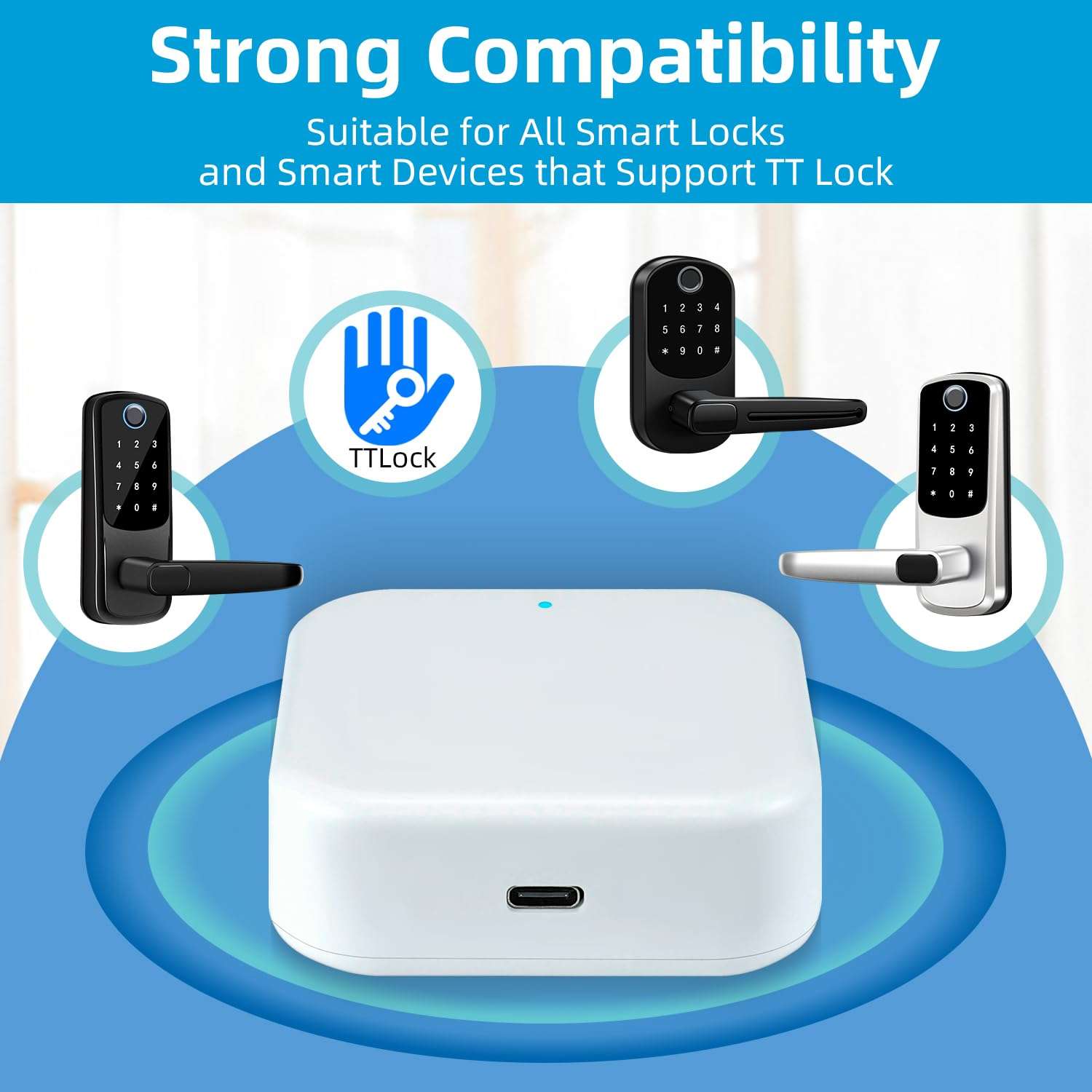Smart Lock G2 WiFi Gateway,Keyless Entry Door Lock & TT Lock App Bluetooth Remotely Control, Paired with Smart Door Lock WiFi Gateway Smart Hub Compatible with Alexa Voice Control 6