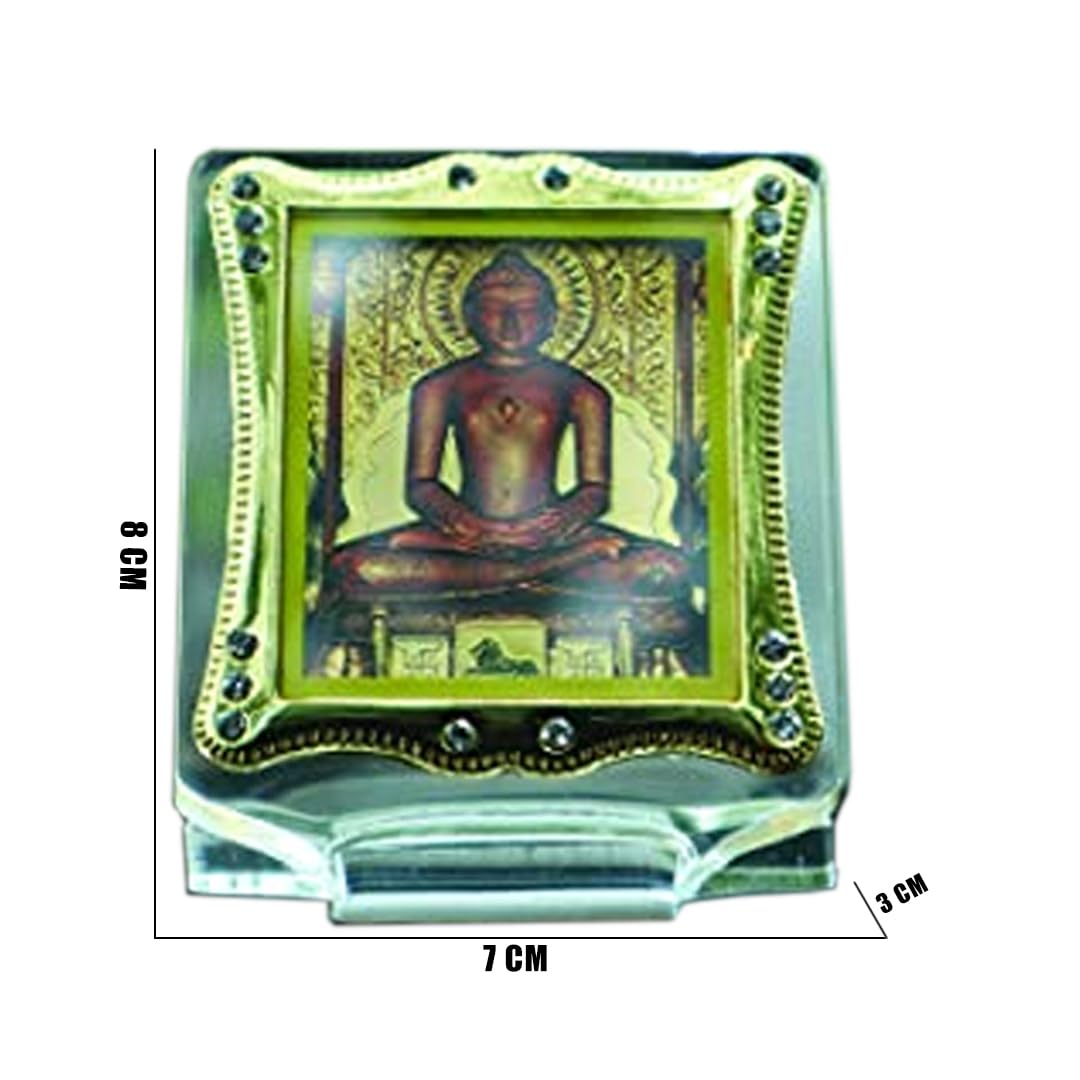 Shoppersduniya Golden Foil (Plated) Lord Jain Mahavir Swami Idol for Car Dashboard | Showpiece Décor 3