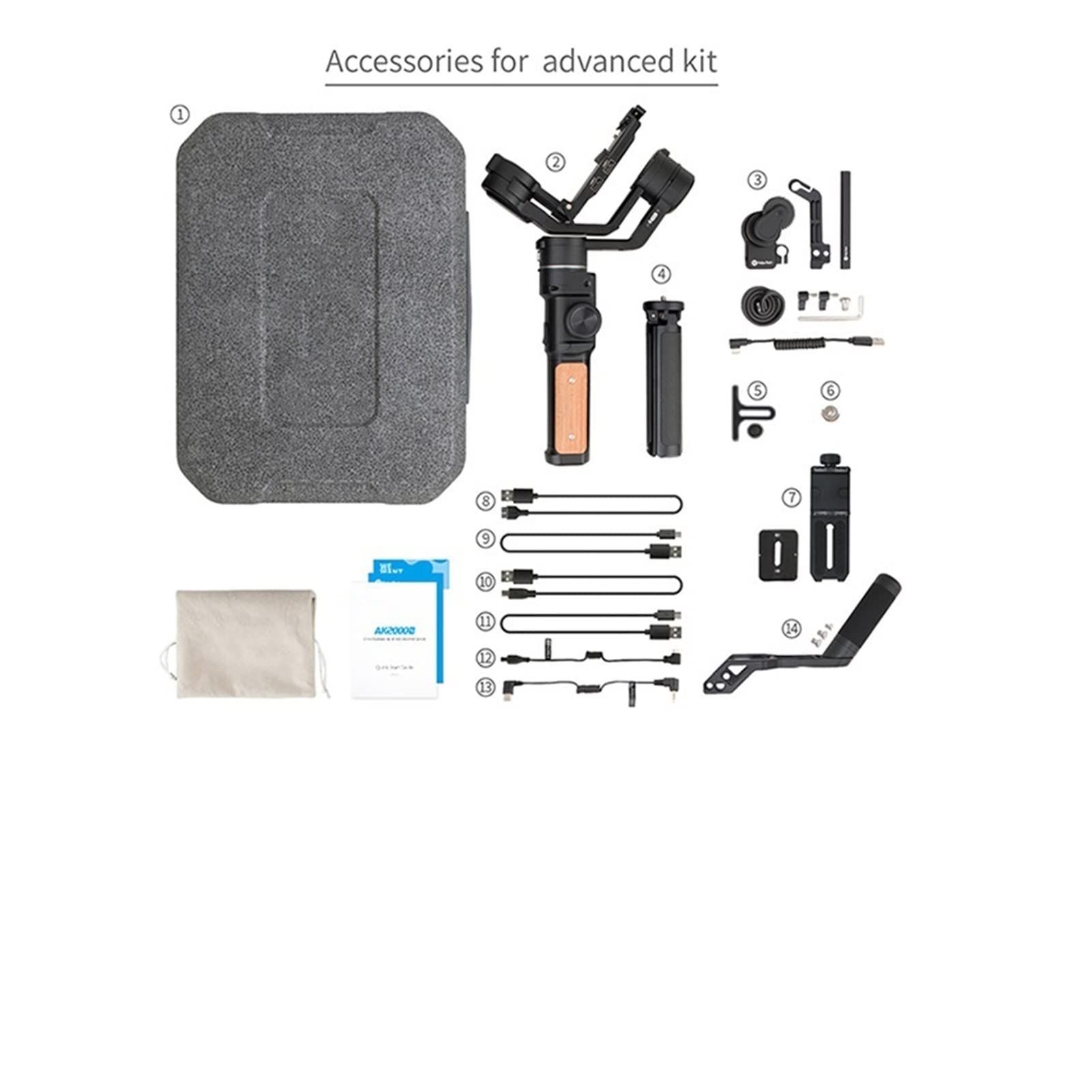 AK2000S DSLR Professional Camera Stabilizer Handheld Video Gimbal Fit for DSLR Mirrorless Camera for Outdoor Video Recording (Color : Standard) (Ak2000s Standard Kit) 4