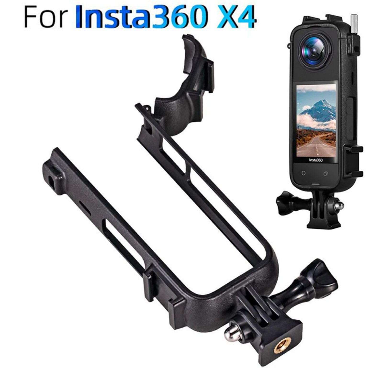 Generic Frame Cage for Insta360 X4, Durable Housing Cage with 1/4 Threaded Hole and Dual Cold Shoe Mount, Lightweight Protective Frame for Insta360 X4 3