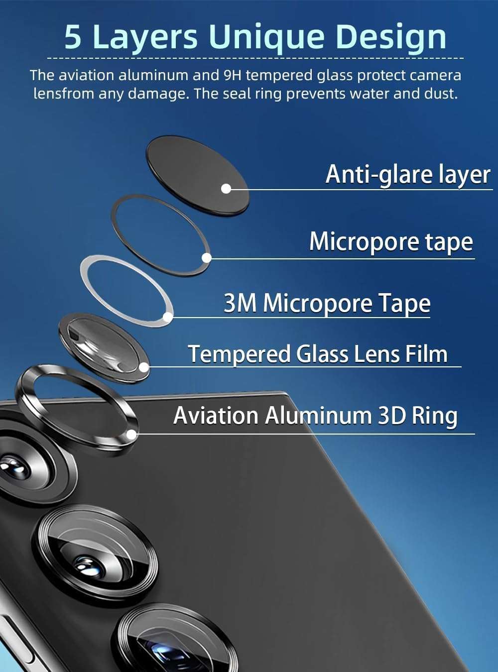 Amazon Brand - Solimo Camera Glass Lens Protector Ring for Motorola Edge 50 Pro Case Friendly with Edge to Edge Coverage and Easy Installation (Silver) 4