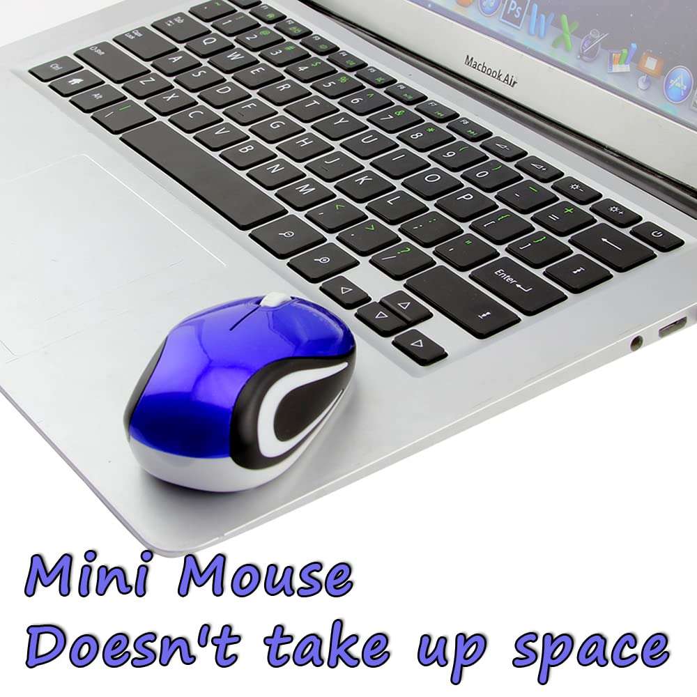Wireless Mouse Cute Mini Computer Mouse for Laptop-Small Size Pocket Portable Compact Travel USB Optical Mice 3 Buttons 1000 DPI Cordless Mouse for PC Computer Notebook MacBook Kids Girl Gift(Blue) 4