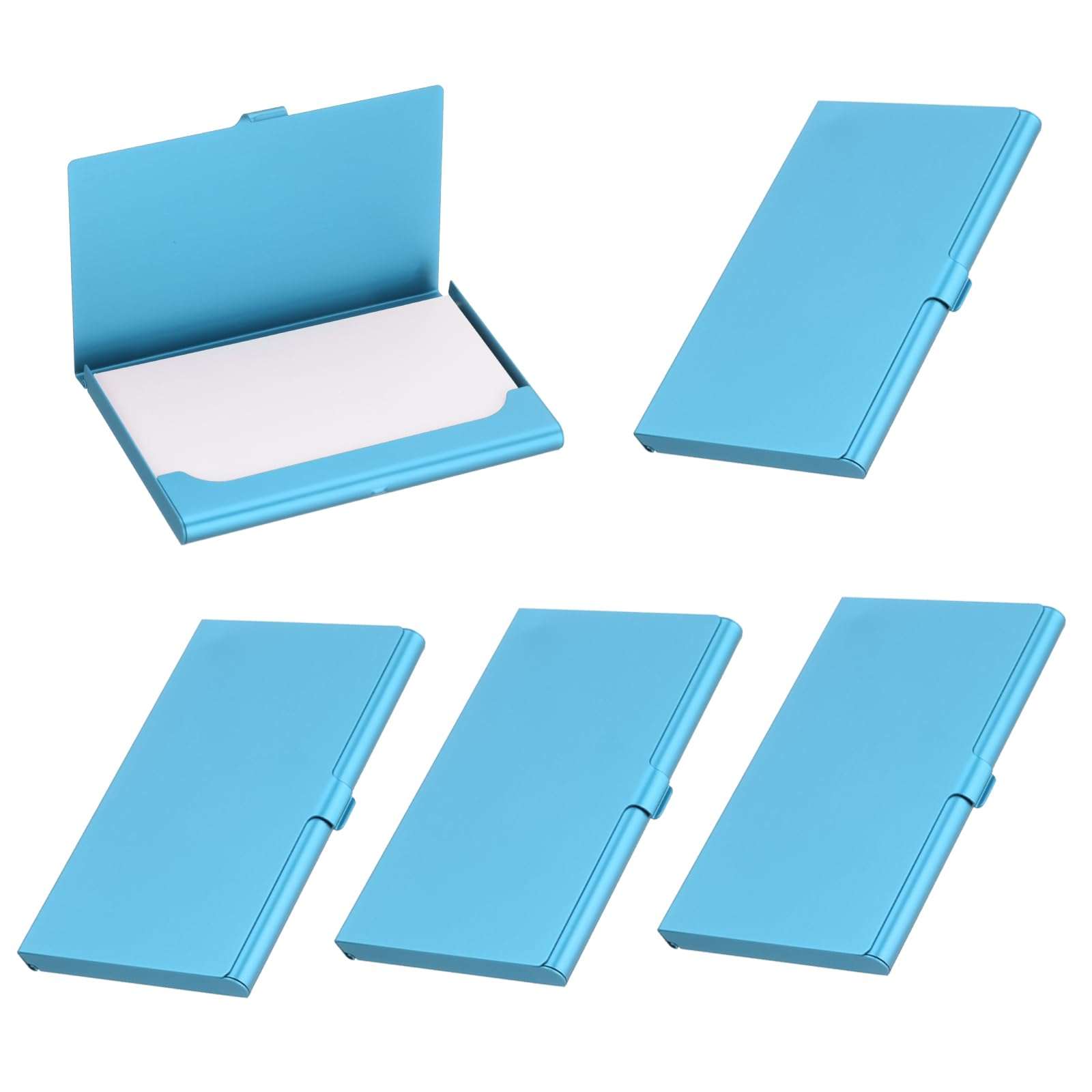 PATIKIL Business Card Holder, 5Pcs Aluminum Metal Card Case Professional Pocket Card Holder for Name Card Credit Card, Blue 1
