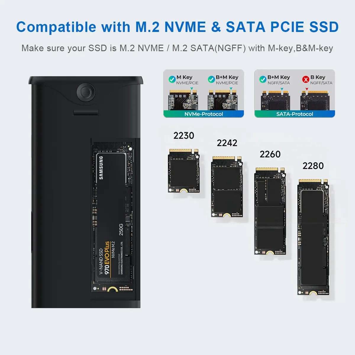 SCALEBEE 6 in 1 CFexpress Type B Type A SD SDXC SDHC MicroSD UHS II Card Reader USB 3.2 Gen 2 with Transfer up to 10GB/s with M.2 NVME SATA SSD Enclosure Compact Slim Metal Body with Type C Cable 4