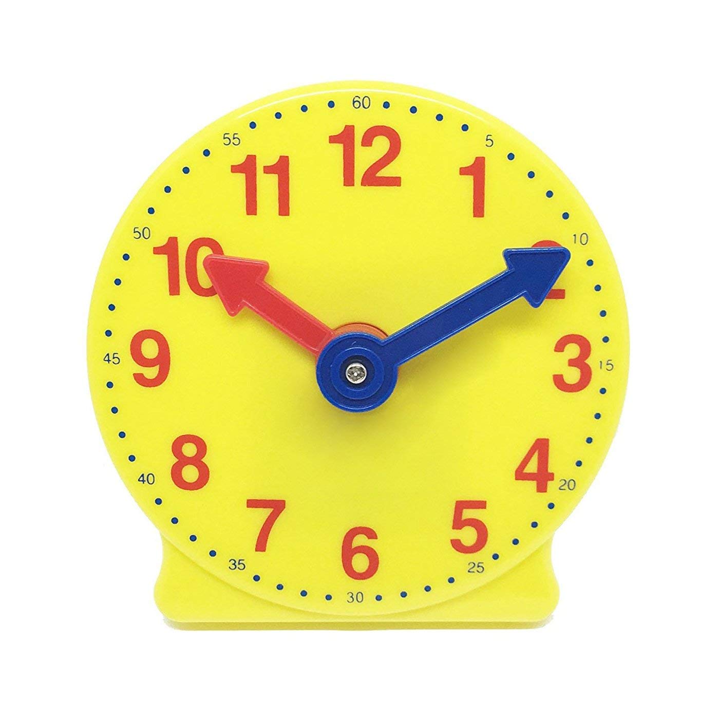 hand2mind Plastic Mini Geared Clock, Learning Clock Classroom Kit, Clock for Kids Learning to Tell Time, Yellow Practice Clock for Kids, Teaching Clock, School Supplies (Set of 1) 1