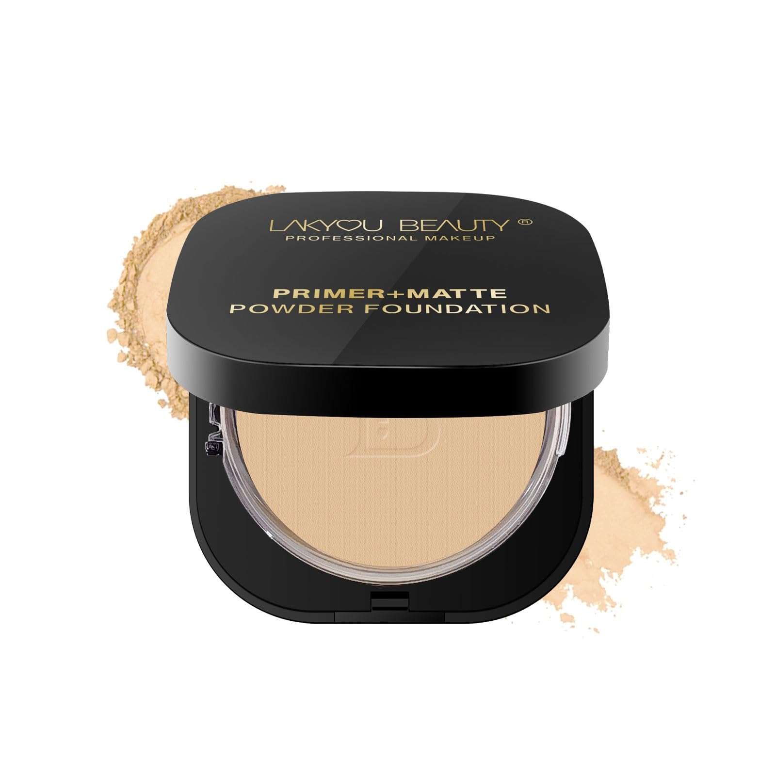 Lakyou Beauty Primer + Matte Compact Powder Foundation 15g, Shade-05(Rich Nude) | All-in-One Primer & Foundation | Lightweight Matte Finish | Long-Lasting | Oil-Control 1