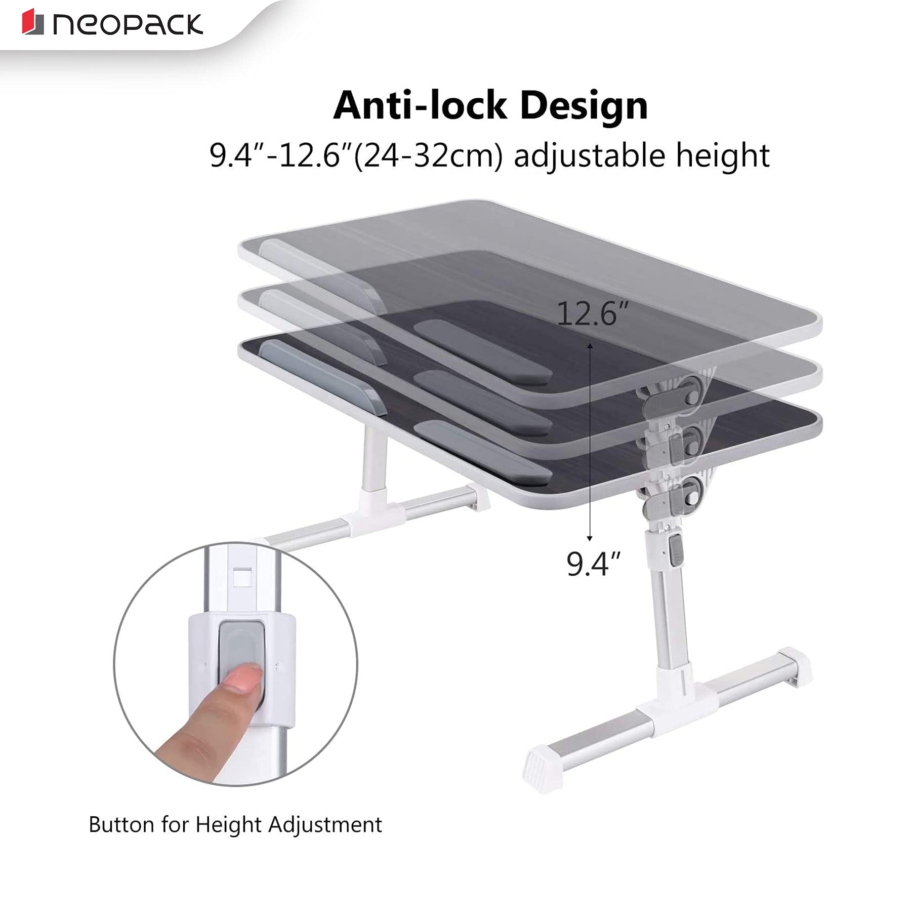 Neopack Aluminum Ergonomic Laptop Table/Portable Lap Desk With Foldable Legs (Fits: 13"- 16" Laptops & Macbooks)- Black 6