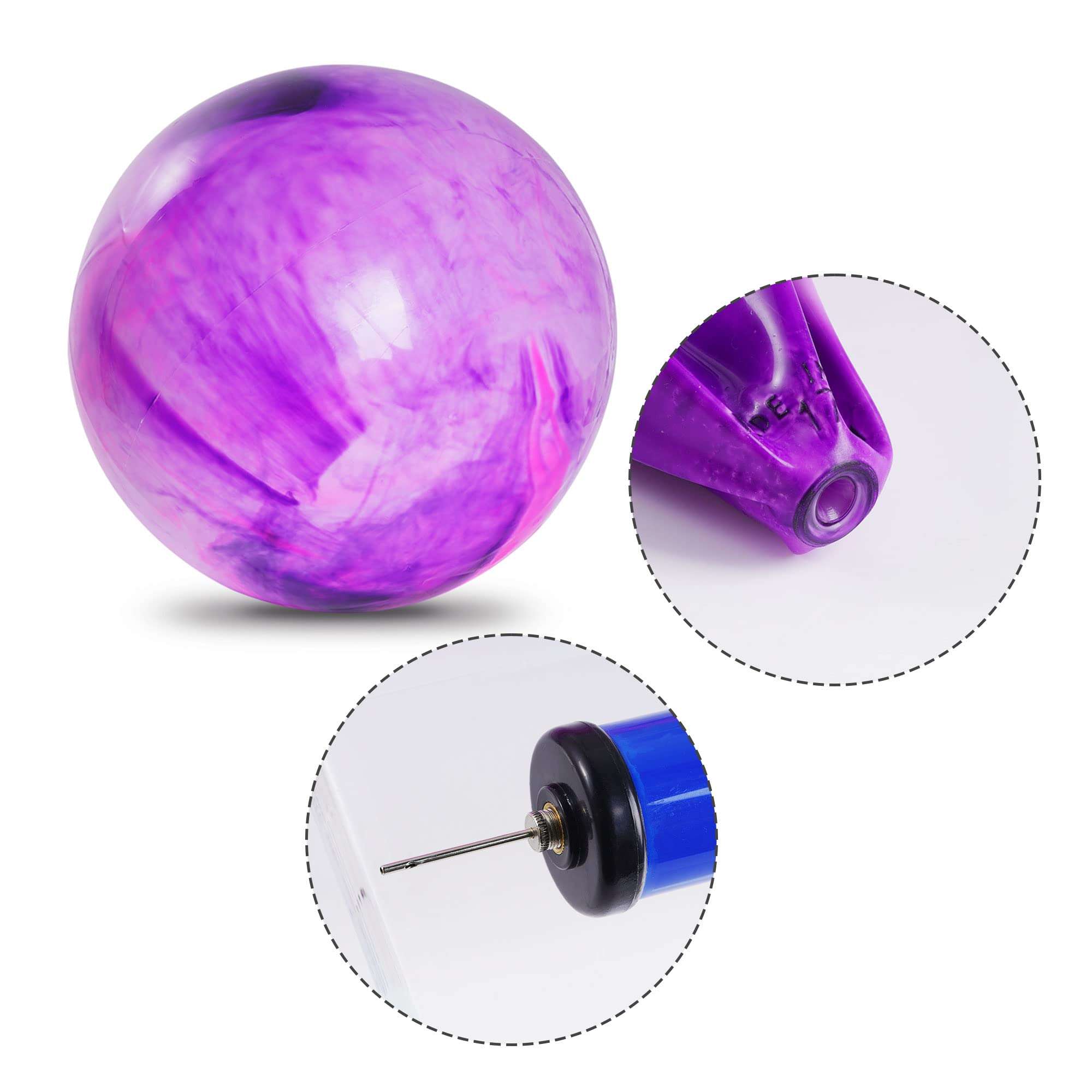 baotongle 2pcs 15 inches Marbleized Bouncy Balls Bouncing Balls with Pump for Pet Outdoor School Water(15inches, Blue and Purple) 6