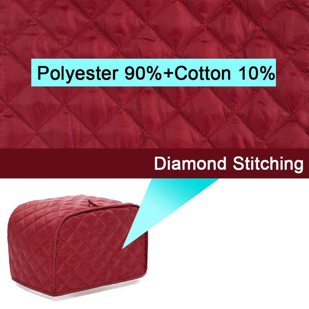 4 Slice Toaster Cover, Kitchen Small Appliance Cover Fingerprint and Greasy Protection, Machine Washable Polyester Toaster Dustproof Cover (Red) 2