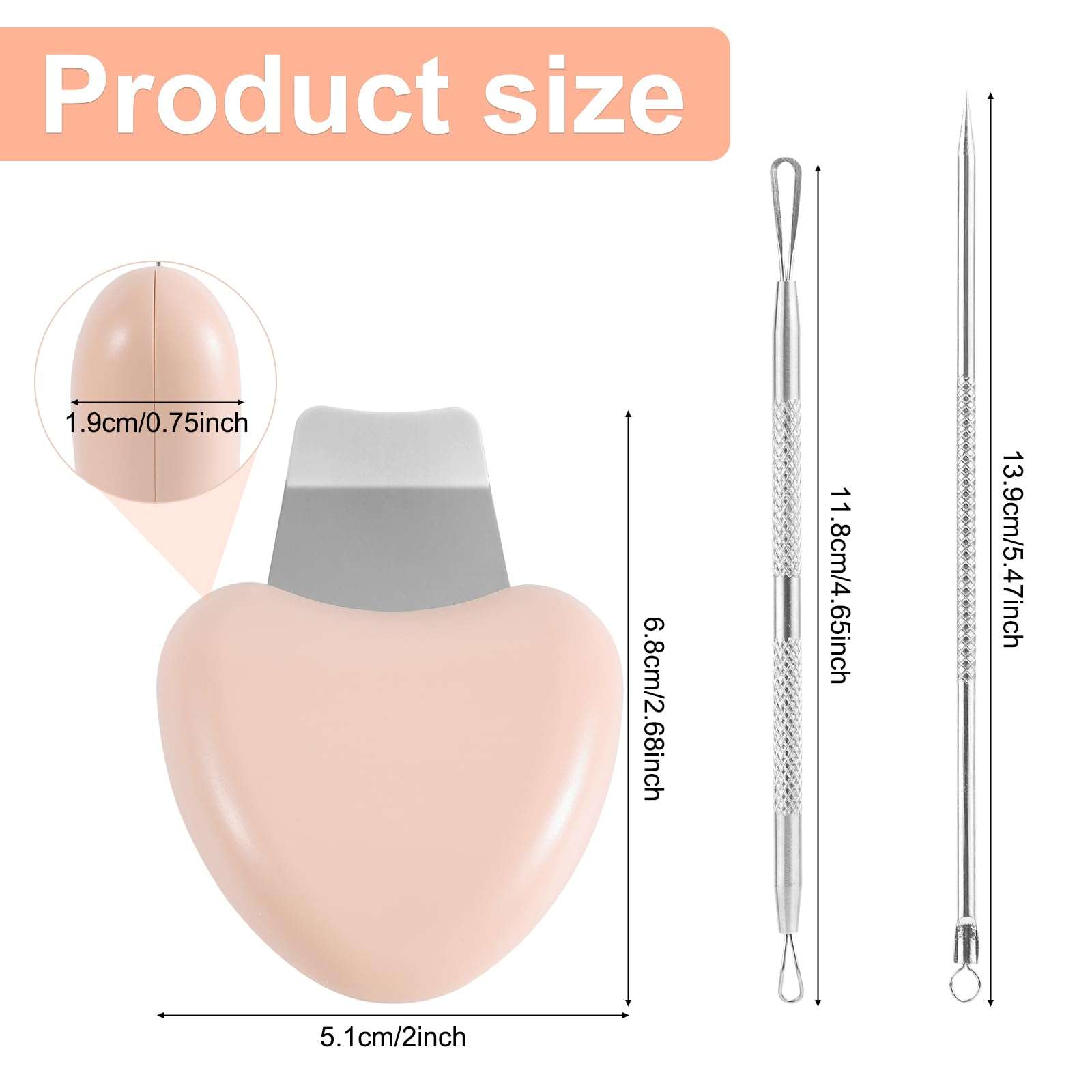 Skin Scrubber Face Spatula, Blackhead Scraper Pimple Scraper Shovel Pore Cleaner Blackhead Remover Blackhead Eliminator Tools Acne Whitehead Comedones Extractor Included for Women Men 3