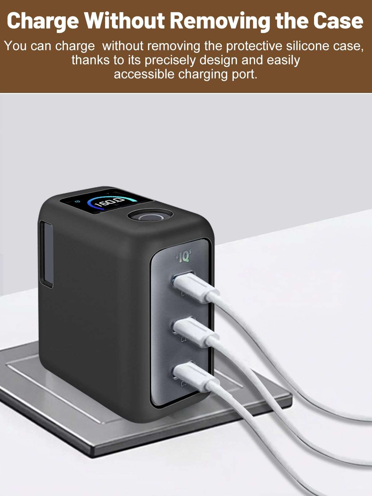 Silicone Protective Case for Anker Prime 160W USB-C Charger , Full-Body Protective Cover with Precise Cutout, Shockproof Dustproof Charging Block Protector Sleeve & Scratch-Resistant Sleeve (Black) 5