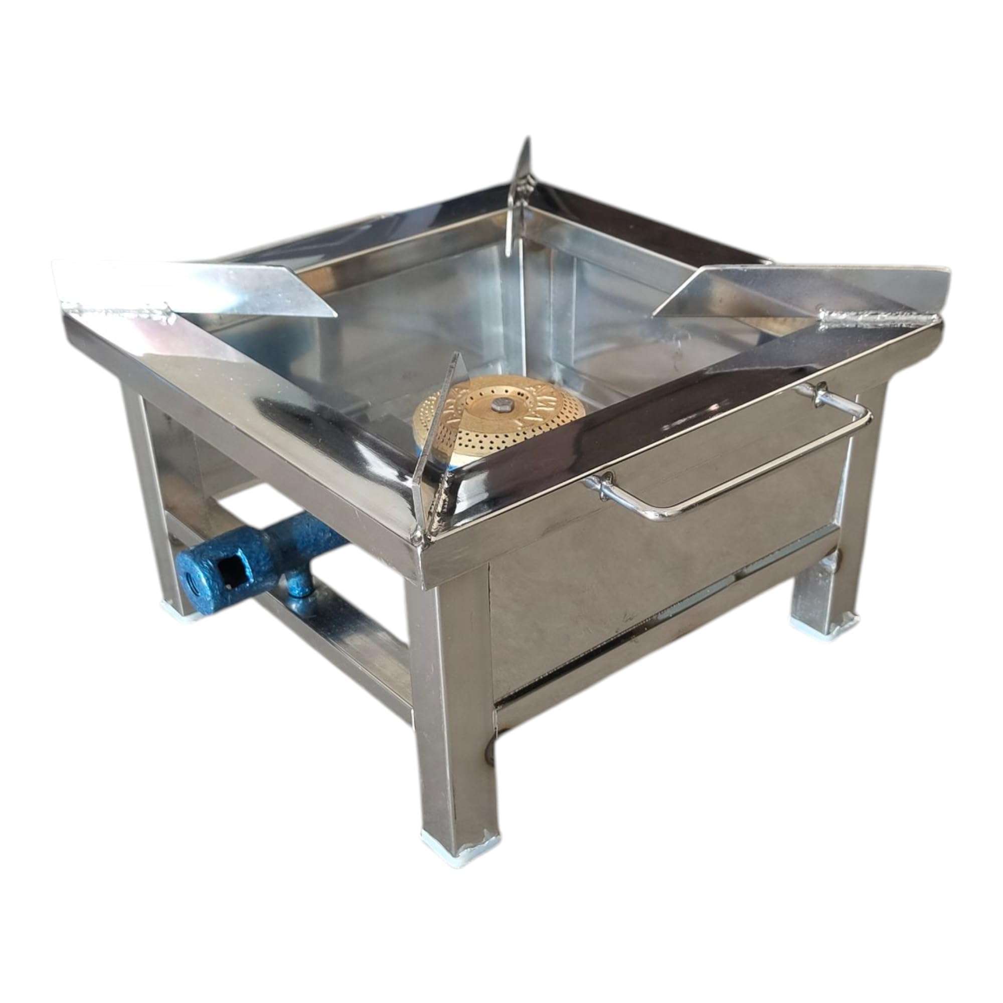 Surajan Stainless Steel Single Burner Squre Chulha Canteen Bhatthi Commercial Gas Stove with All Complementry Accessories - Silver | Manual | (Medium-12x12x8 Inch.) 6
