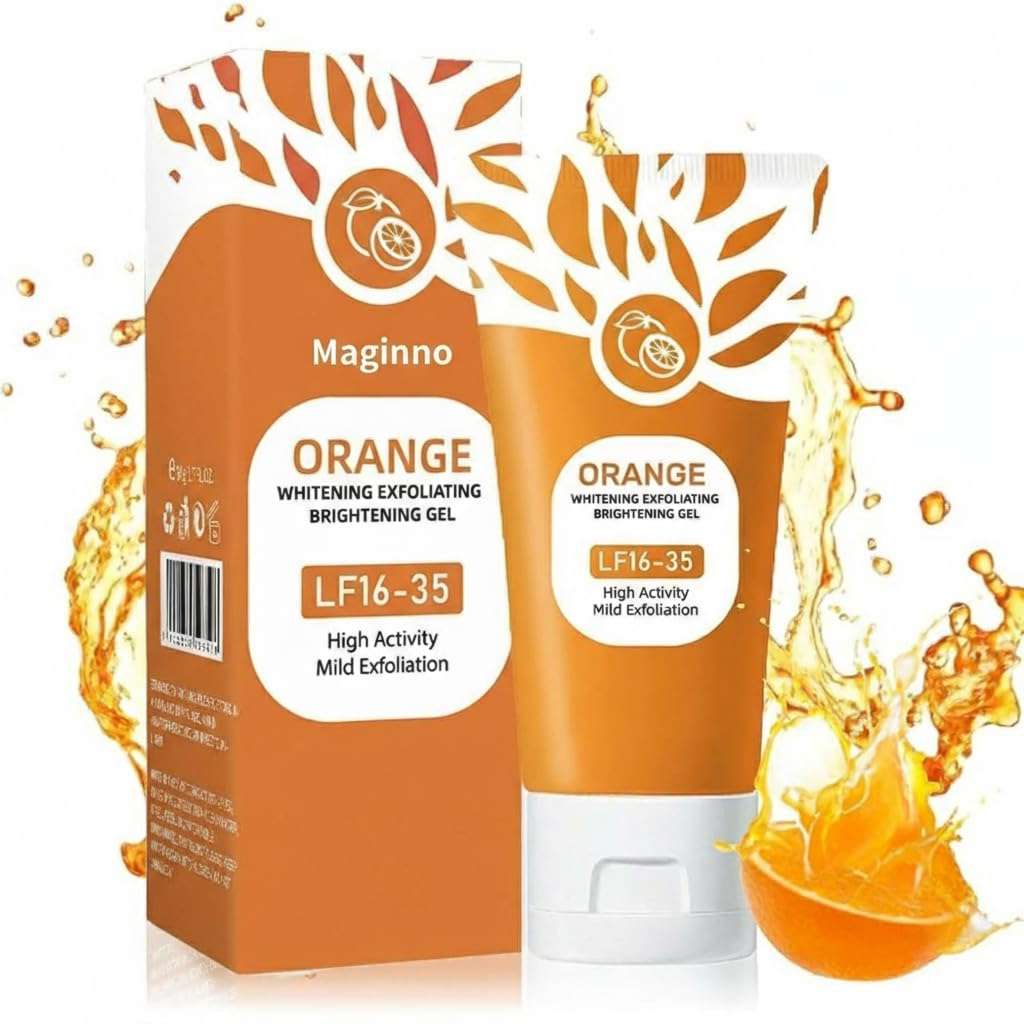 Orange Enzymes Exfoliating Gel for Face & Body | Deep Cleansing Moisturizing Facial Exfoliator | Dead Skin Remover | Brightening & Pore Cleansing Scrub for All Skin Types 1