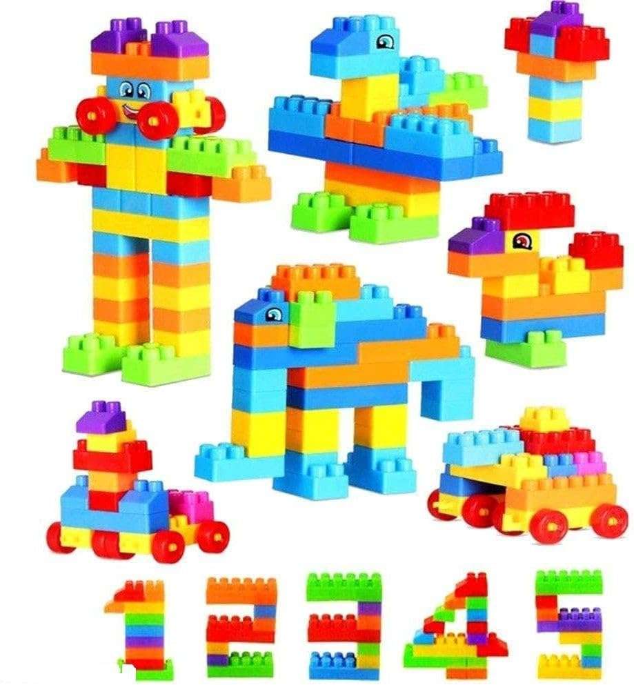 MOBCLIXS Building Blocks with Wheels Toy Block Games for Kids-(52 Blocks with 8 Wheels) 1