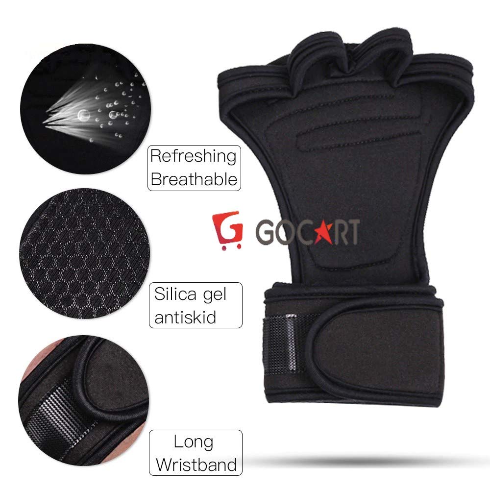 GOCART WITH G LOGO Weight Lifting Gloves with Wrist Wrap Supports, Full Palm Protection and Extra Grip(Black) 6