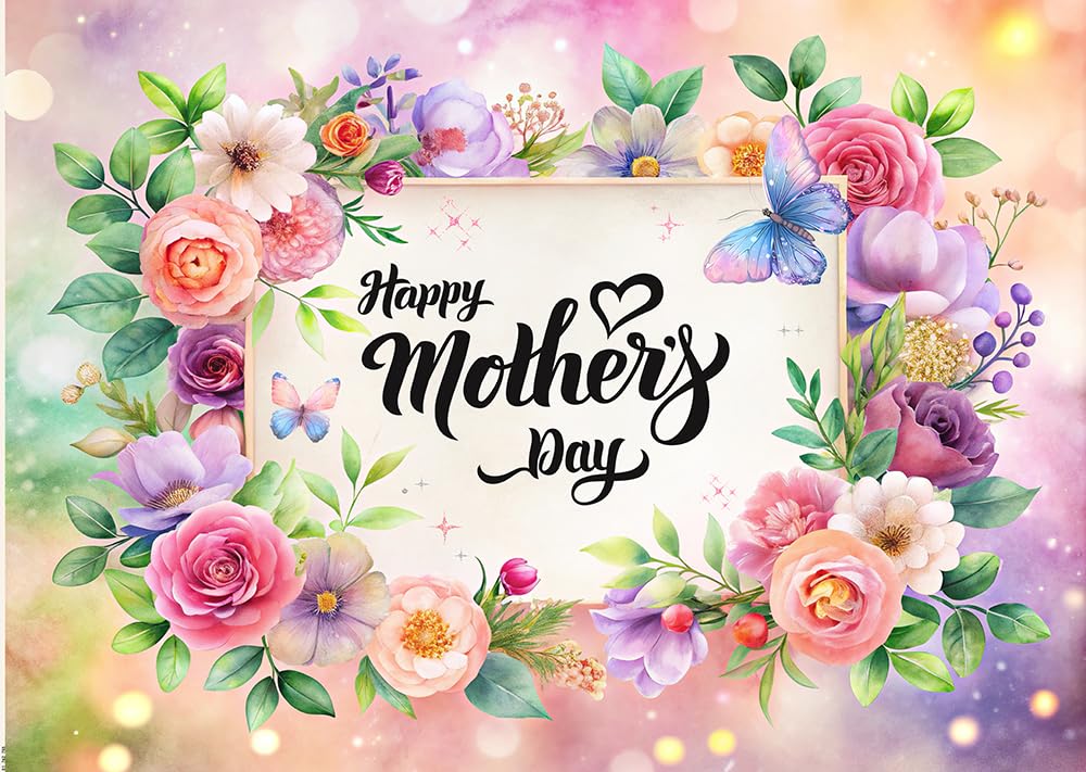 Dudaacvt 10x8FT Mother's Day Backdrop Pink Watercolor Flowers Backdrop Mother Day Party Decoration Mother's Day Birthday Party Decoration Photo Studio Props D762 1
