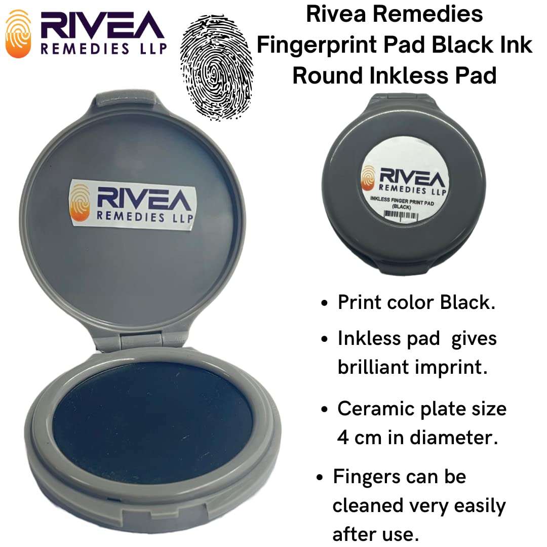 Rivea Remedies Finger Print Pad Black Ink Round Inkless Pad (Ceramic Plate Low Ink technology) 4