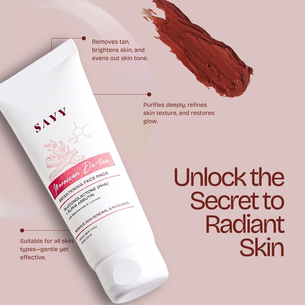 SAYY Moroccan DeTan Brightening Face Pack for Advance Skin Renewal Radiance Clay Mask (1) 6