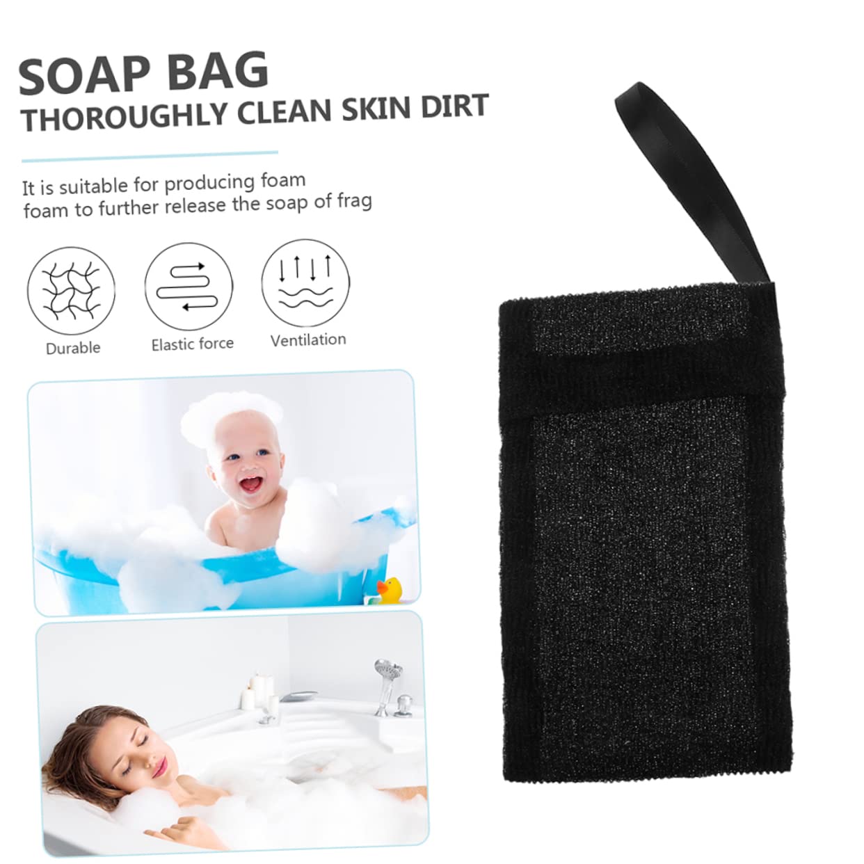 FRCOLOR 8 Pcs Soap Foaming Mesh Bag Exfoliating Soap Net Soap Pouch Sponge Soap Holder Travel Toothpaste Dispenser Soap Dishes for Bar Soap Foam Pocket Bag for Soap Black Nylon Fiber 3