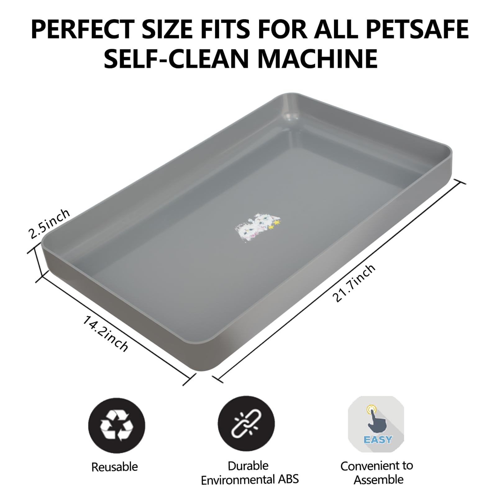 Reusable Litter Tray Compatible with Petsafe ScoopFree Cat Litter Box Tray,Self-Cleaning Cat Litter Boxes,with Free Scoop, New Designed Never Absorbs Odor, Stains, or Rusts,Easy Clean-Grey 4