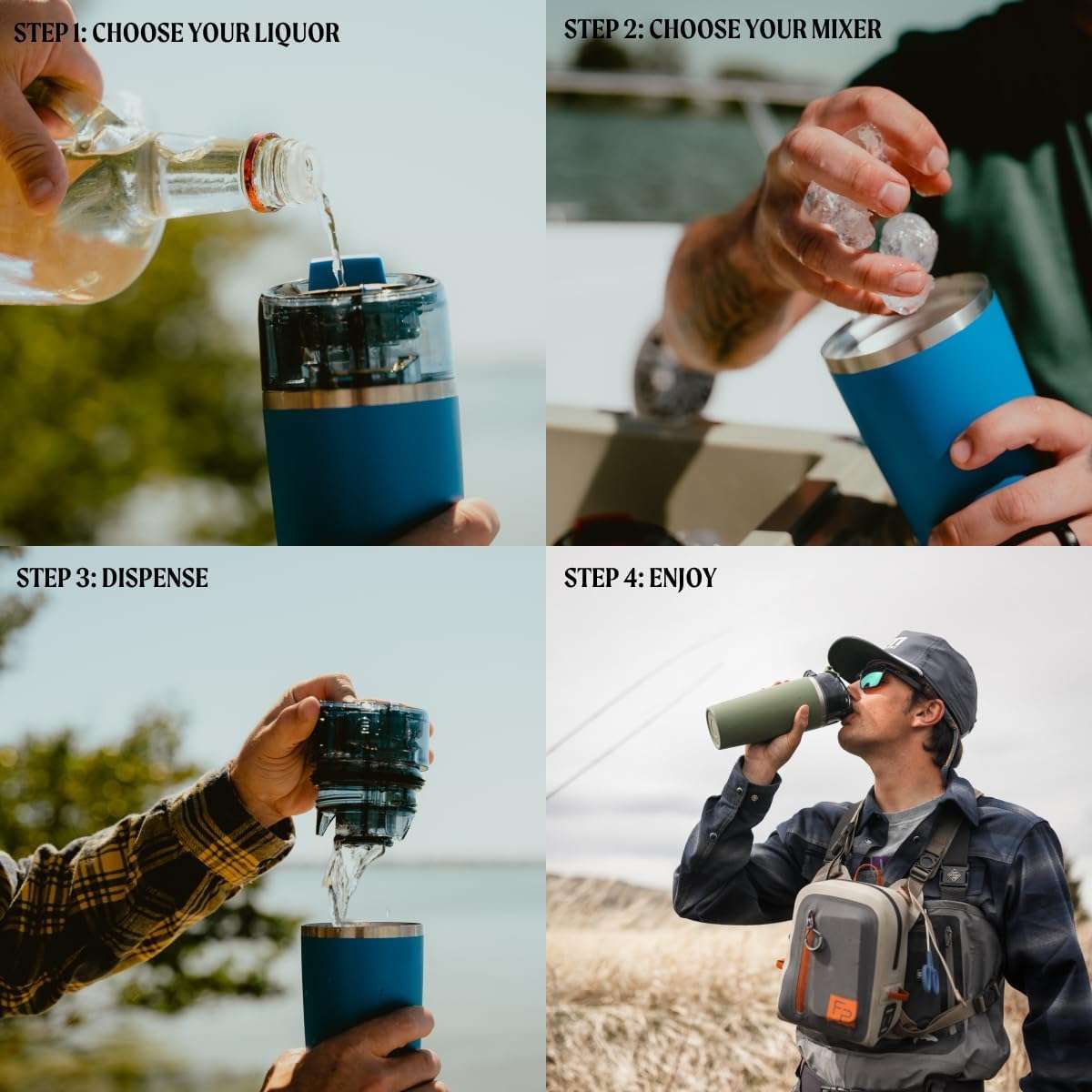 Flaskap Madic System: 6oz/9oz Dispenser Kap and 22oz/30oz Insulated Tumbler, Accessories, Leak Proof Lid, Tumbler Attachment, Stainless Steel Water Bottle 6