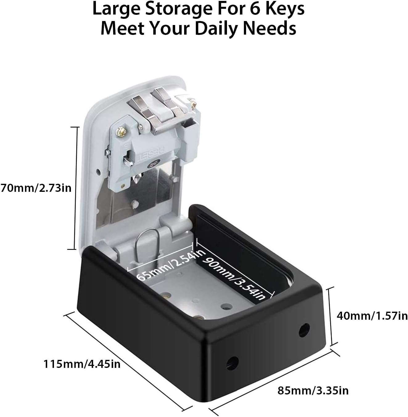 Breewell Key Lock Box, Key Storage Box with Resettable Code, 4 Digit Combination Lock Box, Weatherproof Wall Mount Key Lock Box Multi color 4