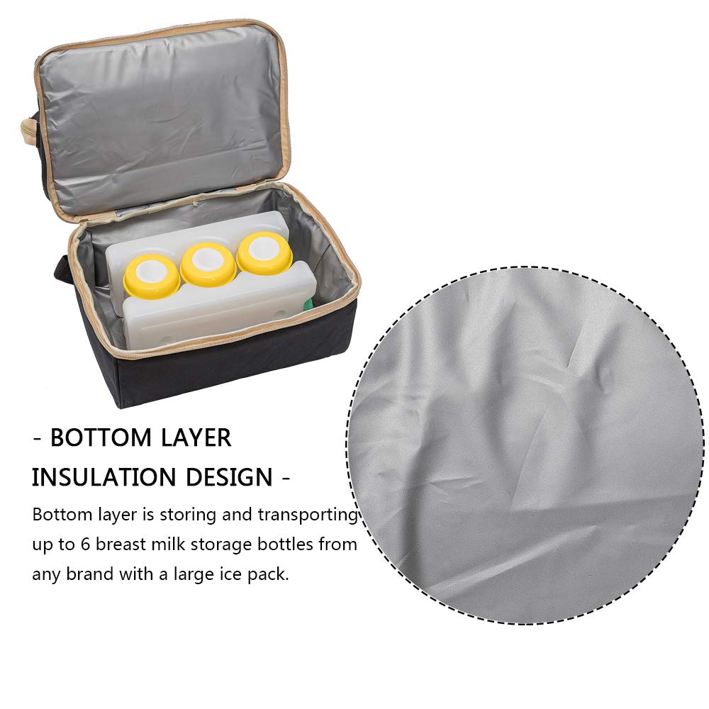 MOMIGO Diaper Breast Pump Backpack - Cooler and Moistureproof Bag （Black & 2 pcs/set Wet Dry Bags for Baby Cloth Diapers (Animal) 5