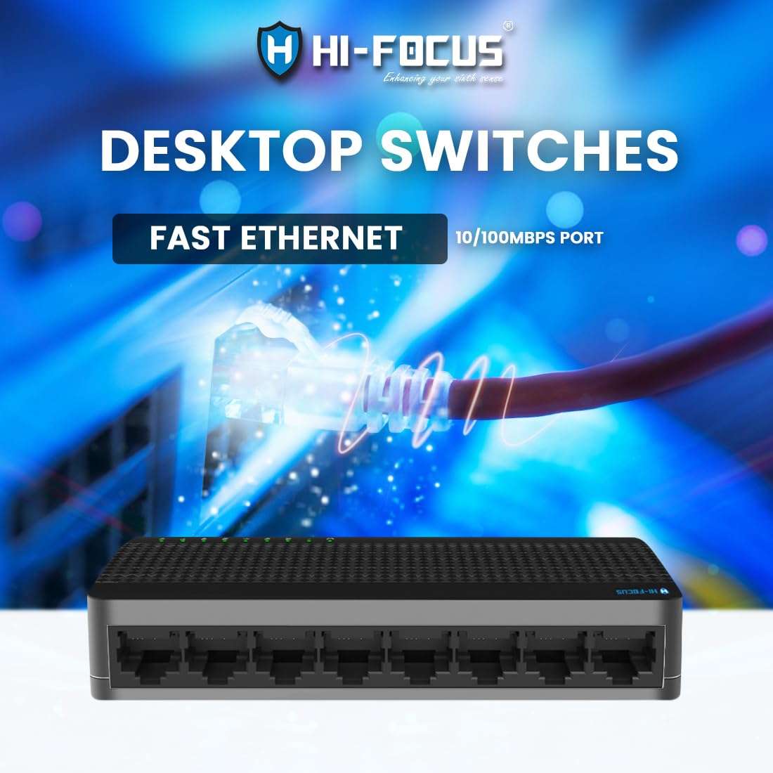 HIFOCUS 8 Port 10/100Mbps Ethernet Switch | Desktop Splitter | Network Hub | Plug and Play | Industry Network Switch 4
