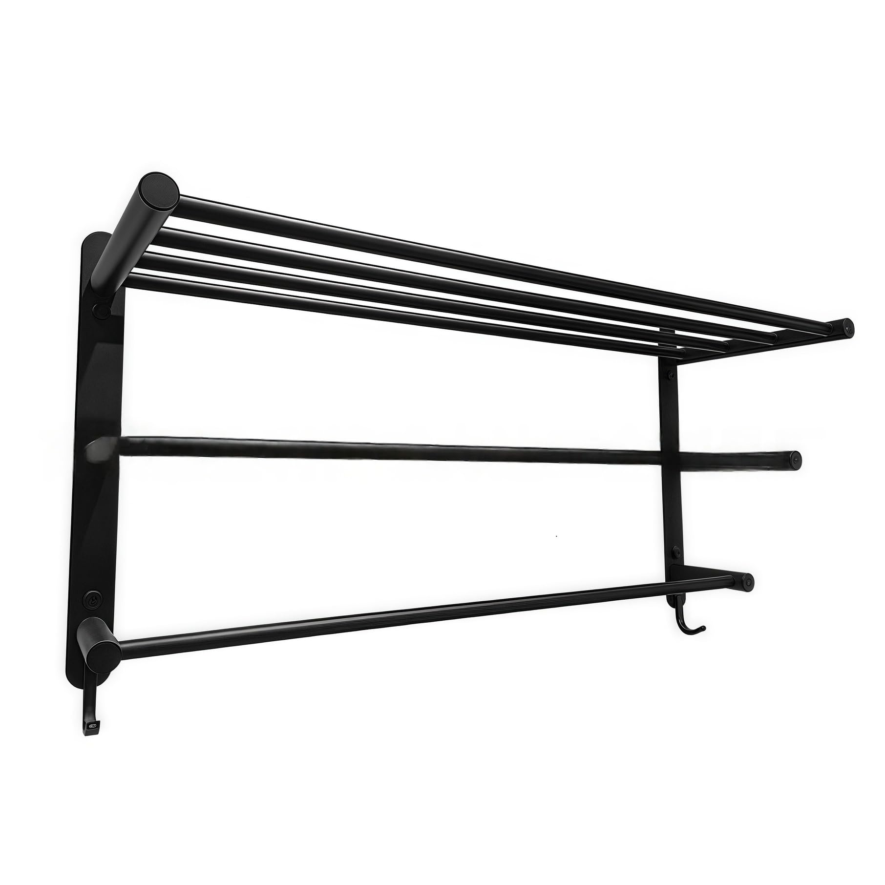 SEIDO 24 Inch 3-Tier Towel Rack, Rustproof 304 Stainless Steel Wall Mounted Shelf with Double Towel Bars & Hooks, Heavy Duty Space-Saver for Bathroom, Kitchen, RV - Matte Black 1