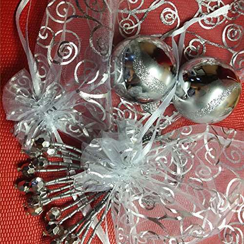 Crafts Organza Gift Bags |10 Bags, White with Silver Details, Size 6"x4.5" 2