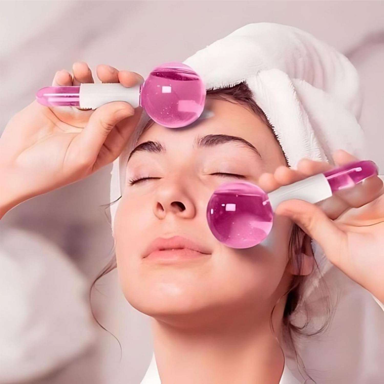 VARENYYA Facial Ice Globe Smart Cool Face Roller Ball | Facial Massage Tools for Neck Eye Circle Reduce | Anti Ageing Wrinkles Soothing Firming Skin Crystal Ice Roller (Pack of 2) 5