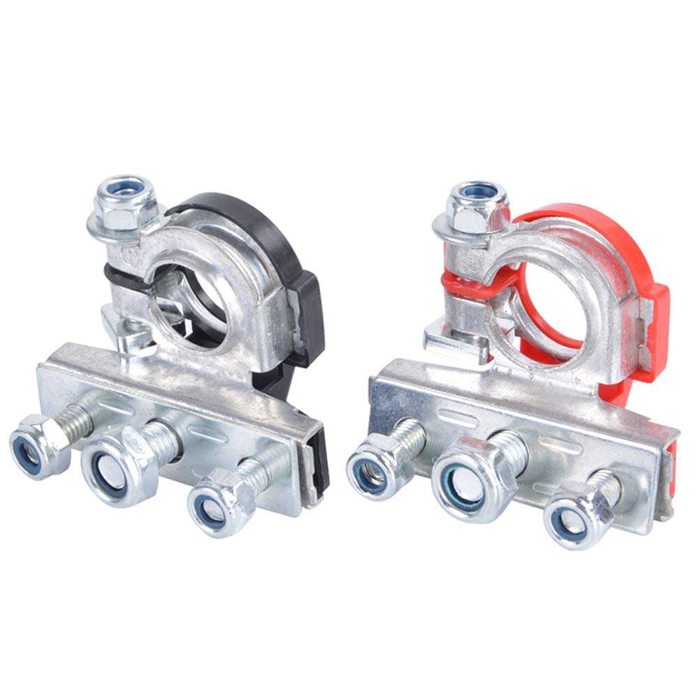 HerMia Car Battery Terminal Connectors, 3 Way Top Post Battery Cable Terminal Ends Clamp Positive and Negative for Car, Boat, Marine, Van and More 1