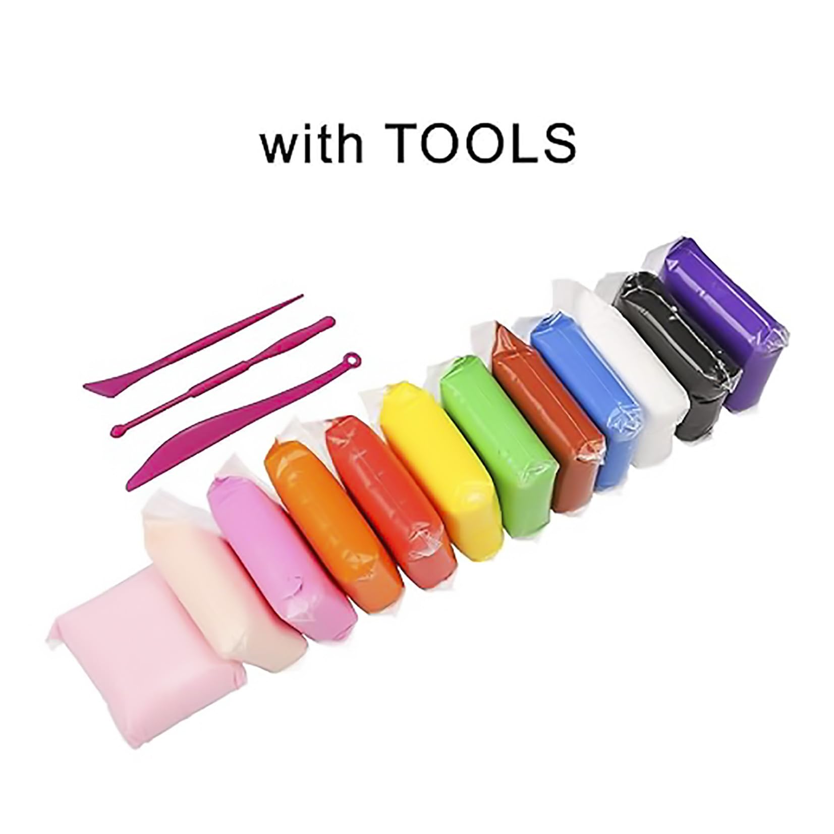 FETE PROPZ Air Dry Clay, 12 Pcs Multi Colors Clay with 3 Tools, Non- Toxic Self Drying Soft Clay for Kids and Adults, Gift for Kids (Pack of 1)12 pcs 4
