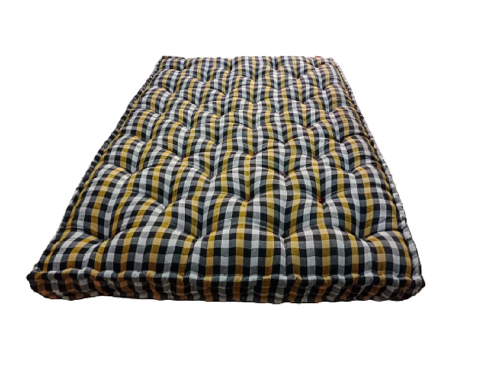 Rajasthan Handloom Soft Cotton Multicolor Mattress, Cotton Gadda (Box Rectangle Type 3 x 6 ft OR 72 x 36 inch)-6kg 6