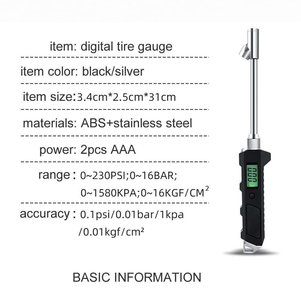 Digital Tire Pressure Gauge 230 PSI Professional Accessories for SUV RV Truck and Normal Cars with Accurate Measurement (0-15 Bar) and Non-Slip Grip 2