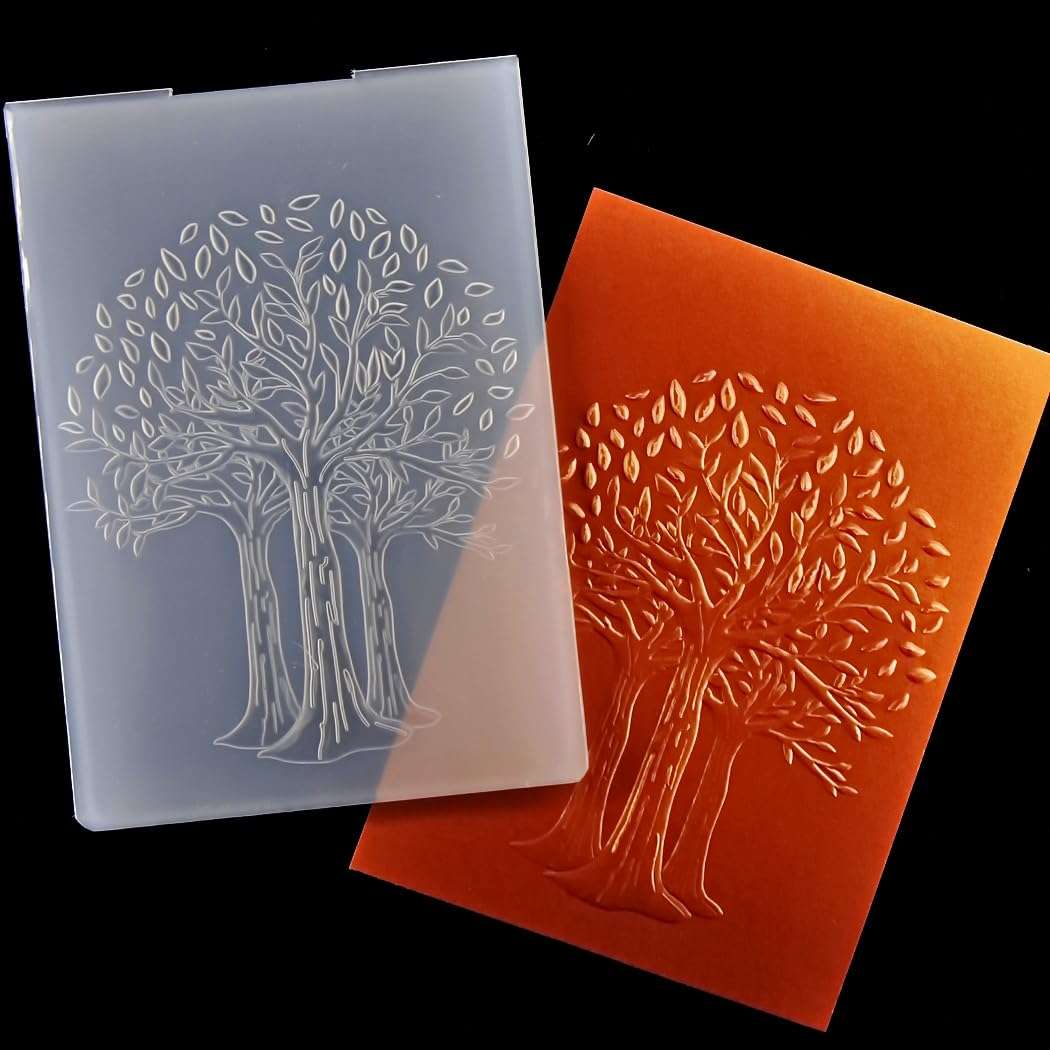 Kwan Crafts 3D Merry Christmas Tree Leaves Background Plastic Embossing Folders for Card Making Scrapbooking and Other Paper Crafts 4092804 1